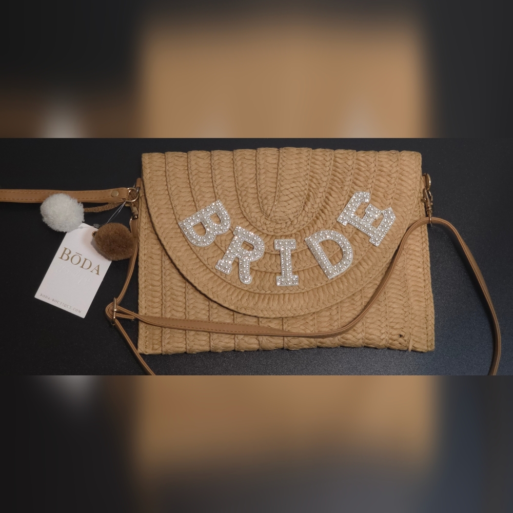 Bōda Boutique Bride Straw Crossbody Bag Clutch Purse Boho Wedding Bachelorette